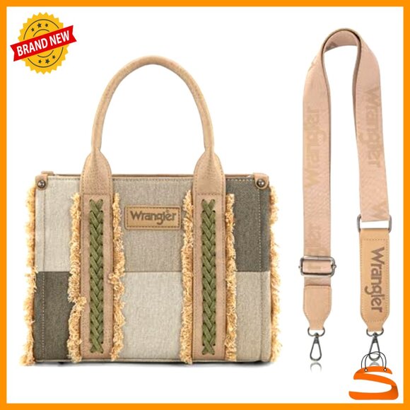 Canvas Tote Bag with Adjustable Strap, Multiple Pockets, Zipper Closure - Picture 6 of 7